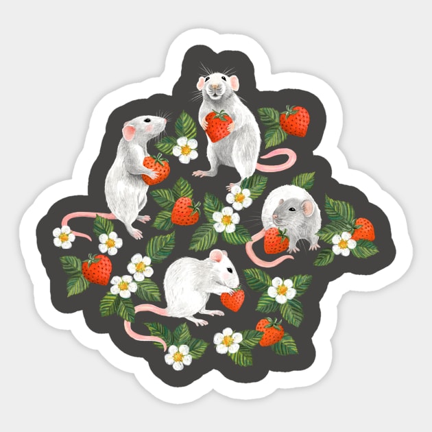 Sweet Rats with Strawberries Sticker by micklyn